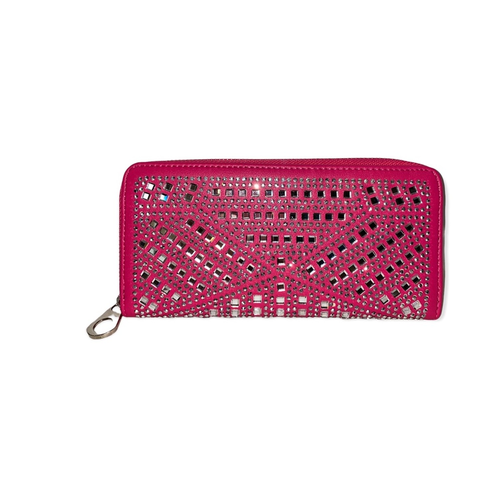Pink rhinestone fashion wallet